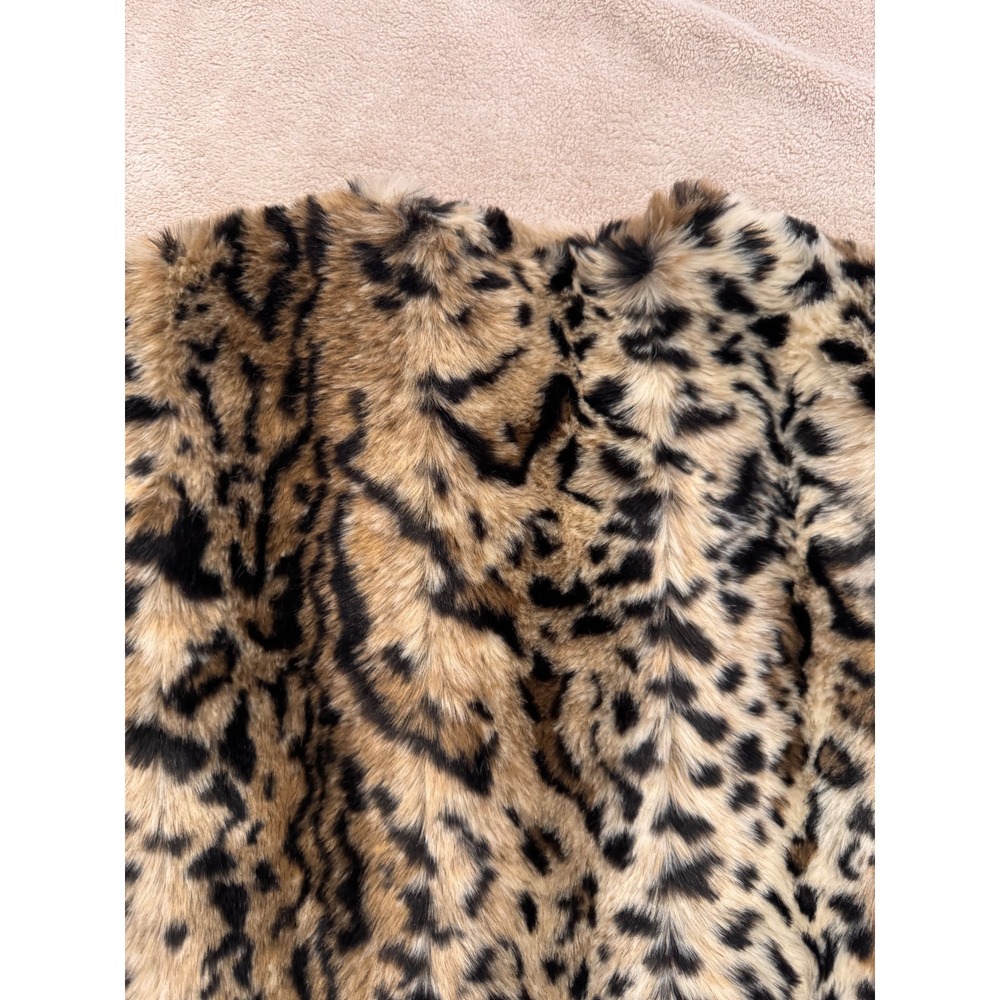 Leopard Faux Fur Jacket Luxe Mob Wife Glam Y2K Animal Print Cropped Coat SZ S - Picture 11 of 11